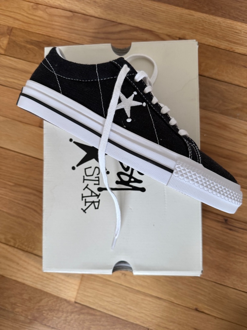 Stussy / Converse Black and White Low-Top Sneakers